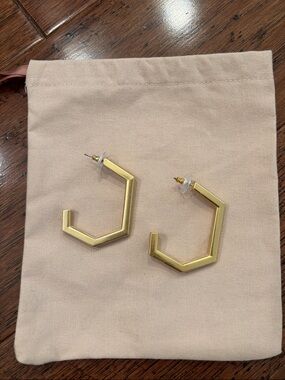 Madewell Matte Gold Hexagon Hoop Earrings